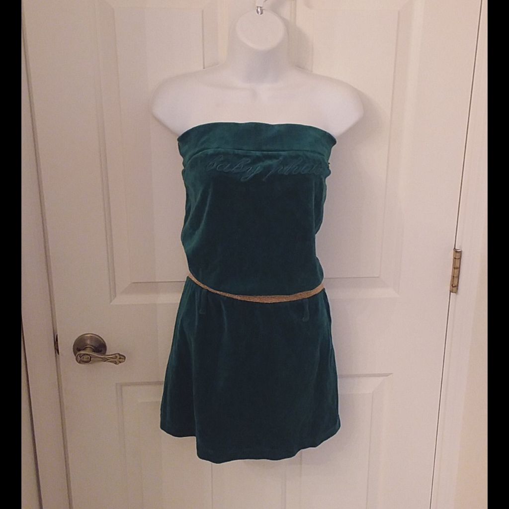 Brand New Baby Phat Green Velour Mini Dress